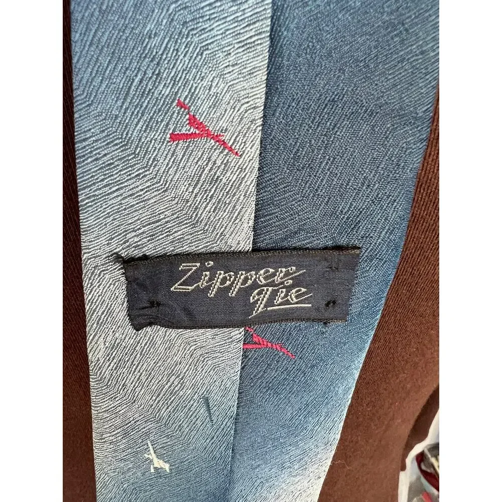 vintage zipper tie 1980s blue ombre red white